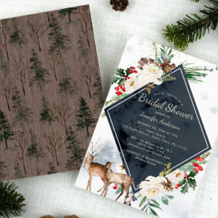 Invitation Forêt Woodland Deer Fête des mariées de vacances