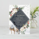 Invitation Forêt Woodland Deer Fête des mariées de vacances (Debout devant)