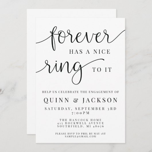 Invitation Forever A Une Belle Bague À Elle Fiançailles Invit (Devant / Derrière)
