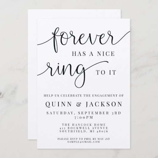 Invitation Forever A Une Belle Bague À Elle Fiançailles Invit (Devant / Derrière)