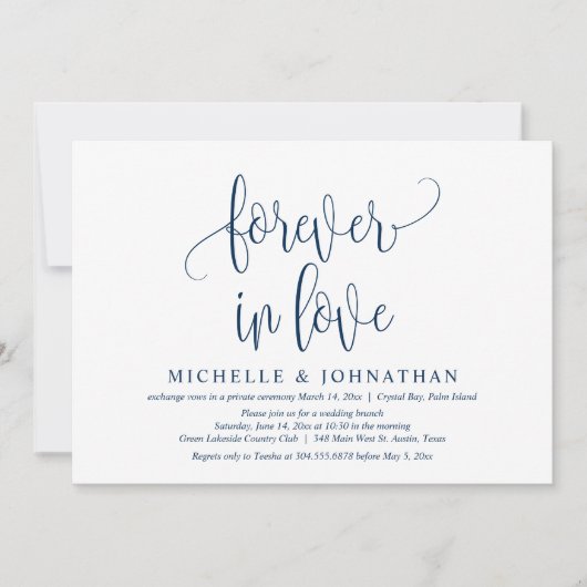 Invitation Forever in Love, Mariage Elopement Celebration Inv (Devant)
