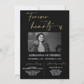 Invitation Forever in Our Hearts Black Gold Funeral Memorial (Devant)
