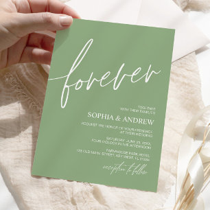 Invitation Forever Love Sage Vert minimaliste Mariage