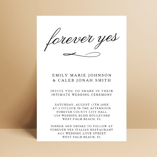 Invitation Forever Oui Romantique Intimate Courthouse Mariage