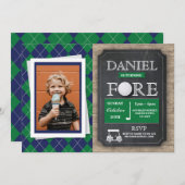 Invitation FORF Four Golf 4 Anniversaire de la fête Photo (Devant / Derrière)