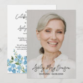 Invitation Forget me not Celebration of Life Photo Funeral  (Devant / Derrière)