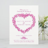 Invitation Forget-me-not heart art wedding pink white (Debout devant)