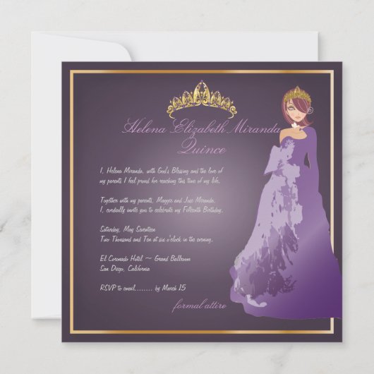 Invitation Forma Quinceañera/prune (Dos)