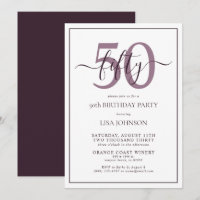 Formal 50e Anniversaire Plum violet Script classiq