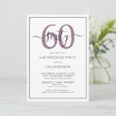 Invitation Formal 60e Anniversaire Plum violet Script classiq (Debout devant)