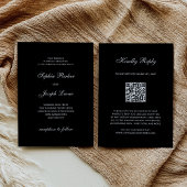 Invitation Formal and Classic | QR Code RSVP Black Wedding