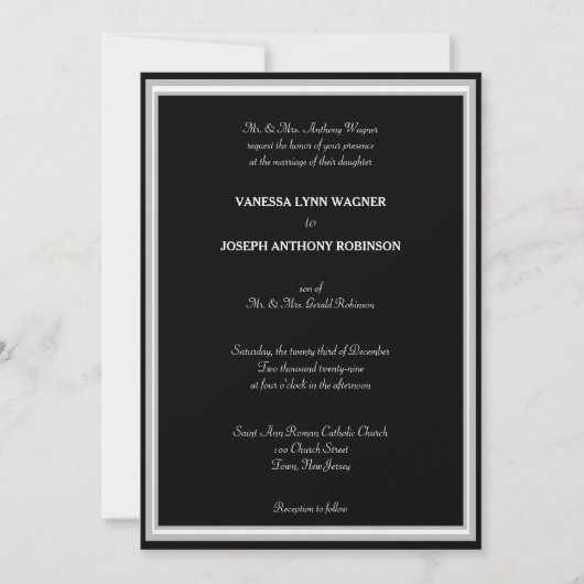 Invitation Formal Black White Monogram  (Devant)