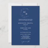 Invitation Formal Celestial Elegant Blue Monogram Wedding (Devant)