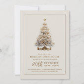 Invitation Formal Christmas Holiday Open House Gold Tree  (Devant)