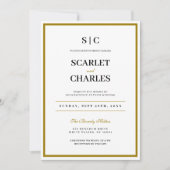Invitation Formal Classic Black Gold Monogram Wedding (Devant)