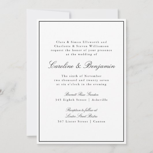 Invitation Formal Classic Border Script Mariage élégant (Devant)