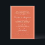 Invitation Formal Classic Chaud Orange Script Mariage élégant<br><div class="desc">Une faire-part de mariage raffinée avec un arrière - plan orange chaleureux avec une typographie serif et script classique pour un look intemporel et sophistiqué. Une fine bordure blanche encadre le design, ajoutant une touche d'élégance. Parfait pour les mariages modernes, rustiques ou d'automne, cette invitation donne le ton d'une fête...</div>