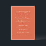 Invitation Formal Classic Chaud Orange Script Mariage élégant<br><div class="desc">Une faire-part de mariage raffinée avec un arrière - plan orange chaleureux avec une typographie serif et script classique pour un look intemporel et sophistiqué. Une fine bordure blanche encadre le design, ajoutant une touche d'élégance. Parfait pour les mariages modernes, rustiques ou d'automne, cette invitation donne le ton d'une fête...</div>