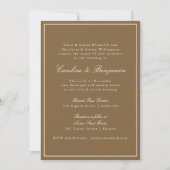 Invitation Formal Classic Chaud Script Brown Élégant Mariage (Devant)
