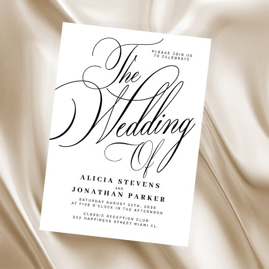 Invitation Formal classic elegant calligraphy wedding