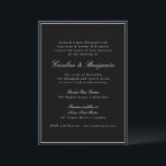 Invitation Formal Classic Noir Script élégant Mariage RSVP<br><div class="desc">Formal classique traditionnel Script élégant mariage invitation avec du texte blanc sur l'Arrière - plan noir,  étroite frontière et en ligne RSVP détails</div>