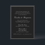 Invitation Formal Classic Noir Script élégant Mariage RSVP<br><div class="desc">Formal classique traditionnel Script élégant mariage invitation avec du texte blanc sur l'Arrière - plan noir,  étroite frontière et en ligne RSVP détails</div>