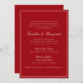 Invitation Formal Classic Red Script Elegant Wedding RSVP (Devant / Derrière)