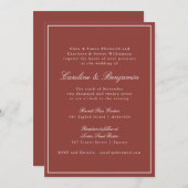 Invitation Formal classique rouille rouge Script élégant mari (Devant / Derrière)