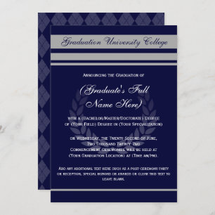 Invitation Formal College Graduation Announcements ~ Blue