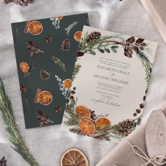Invitation Formal Elégant Boho foncé Citrus Mariage de verdur