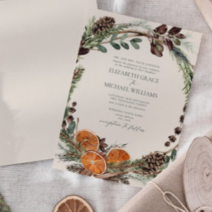 Invitation Formal Elégant Citrus Boho Verdure Mariage d'hiver