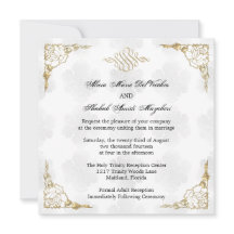 Invitation Formal Elegant Gold Accent Floral Maria