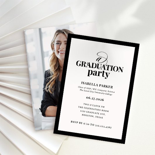 Invitation Formal Elegant Graduation Party | Photo Back