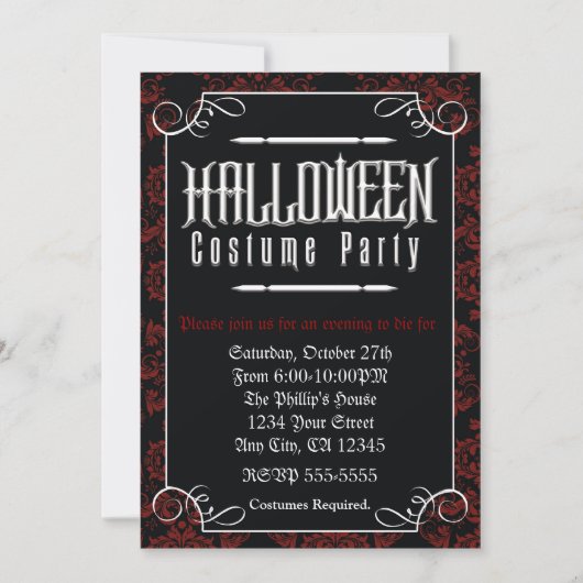 Invitation Formal Elegant Halloween Costume Party (Devant)