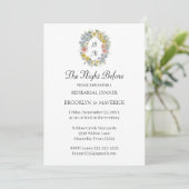 Invitation Formal Floral Crest Monogram Rehearsal Dinner (Debout devant)