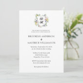 Invitation Formal Floral Monogram Crest Wedding (Debout devant)