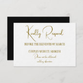 Invitation Formal Gold Black Tie Wedding Information  (Devant / Derrière)