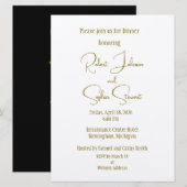 Invitation Formal Gold Black Tie Wedding Rehearsal  (Devant / Derrière)