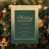 Invitation Formal Gold Glam FAUX Glitter Holiday Dinner Green