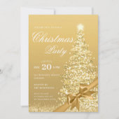 Invitation Formal Gold Winter Christmas Tree Bow Holiday  (Devant)