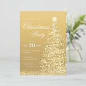 Invitation Formal Gold Winter Christmas Tree Holiday Party (Debout devant)