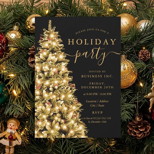 Invitation Formal Gold Xmas Tree Corporate Holiday Party