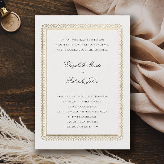Invitation Formal Golden Lys Ivory Modern Classic Wedding