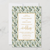 Invitation Formal Hunter Green Gold Foliage Mariage Invite (Devant)