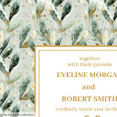 Invitation Formal Hunter Green Gold Foliage Mariage Invite