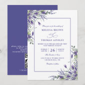Invitation Formal Lavender Eucalyptus Budget QR Code Wedding (Devant / Derrière)