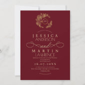 Invitation Formal Minimalist Red Gold Wedding (Devant)