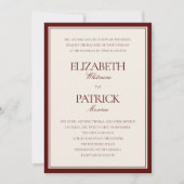 Invitation Formal Modern Classic Deep Burgundy Estate Wedding (Devant)