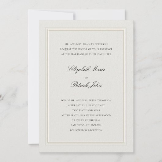 Invitation Formal Modern Classic Elevated Frame Ecru Wedding (Devant)