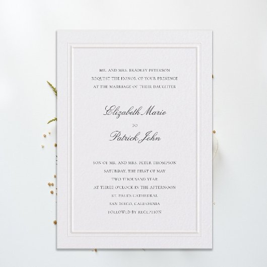 Invitation Formal Modern Classic Elevated Frame Pearl Wedding